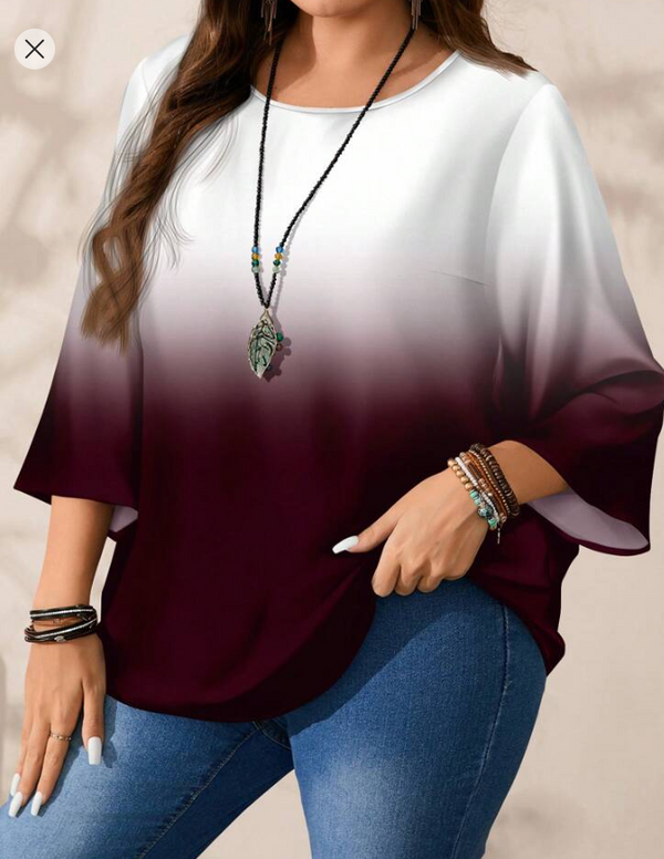 EMERY ROSE Plus Size Women Casual Ombre Print  +