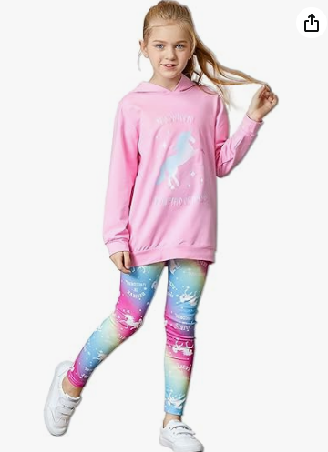 Pat Pat Girls 2pcs Unicorn Outfit, 10-11T +