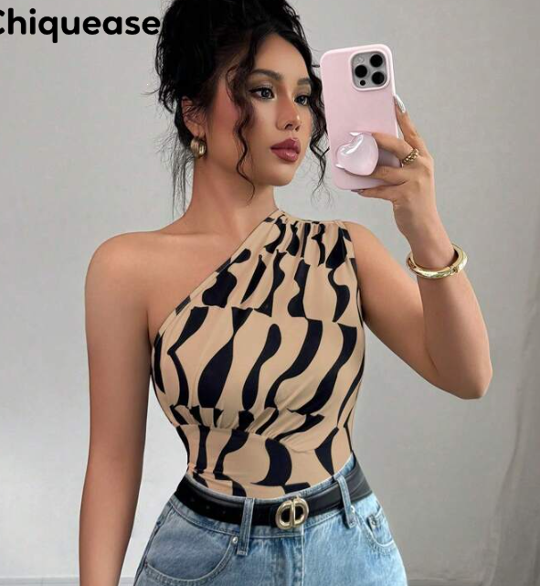 Shein Summer New Arrival Women Top With Sexy Asymmetrical Neck, L +