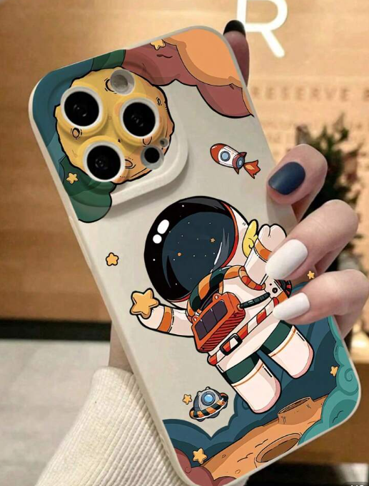 1pc Cartoon Astronaut Angel Eye Matte Anti-Drop TPU Phone Case, Iphone 15 Pro max>
