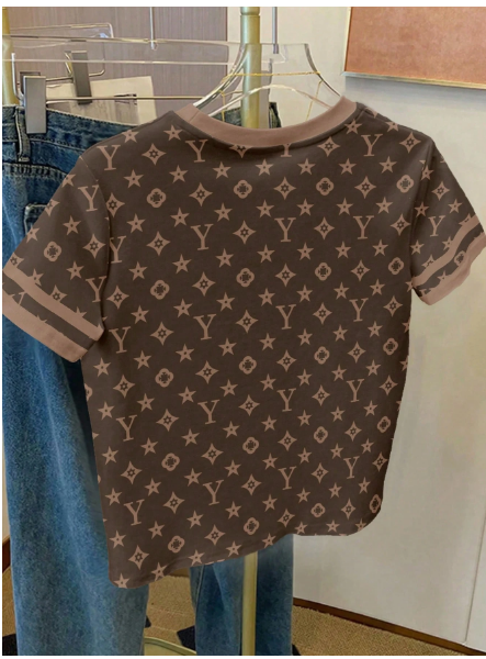 Shein Logo Print Graphic Loose Casual Contrast Block Color T-Shirt Top >