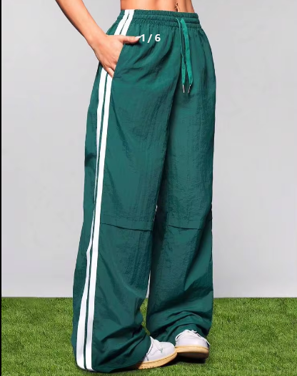 Shein Color Block Stripe Drawstring Waist Sports Pants, M -.