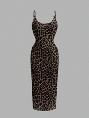 Shein Full-Length Leopard Print Bodycon Slip Dress
