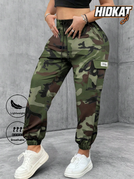 Shein Lightweight Thin Camouflage Cargo Pants, M -.