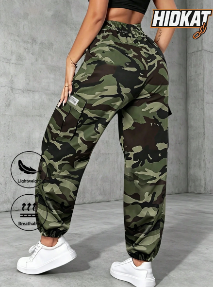 Shein Lightweight Thin Camouflage Cargo Pants, M -.
