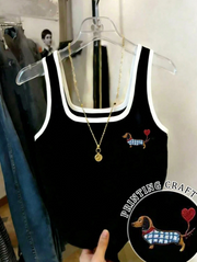 Shein Colorblock Dog Print Fitted Camisole -.