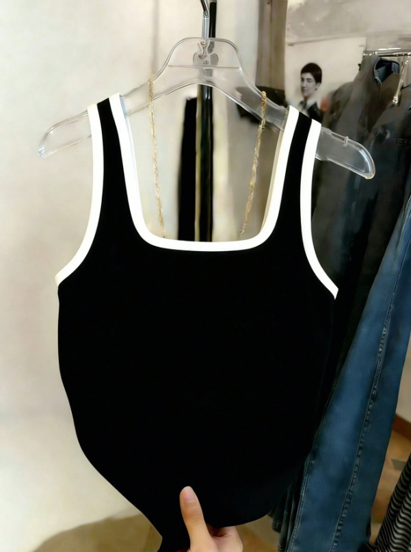 Shein Colorblock Dog Print Fitted Camisole -.