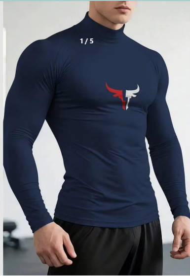 Shein Men's Casual Half-Turtleneck Long Sleeve T-Shirt, XXL -.