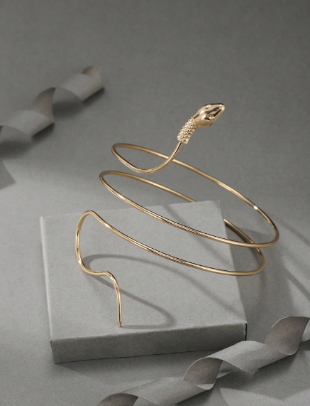 Shein 1pc Elegant Adjustable Metal Snake Bangle Bracelet>
