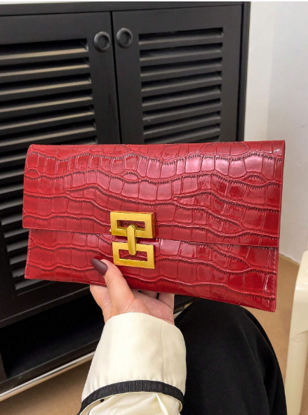 Shein 1pc Luxury Fashion Stone Pattern Clutch Bag -.