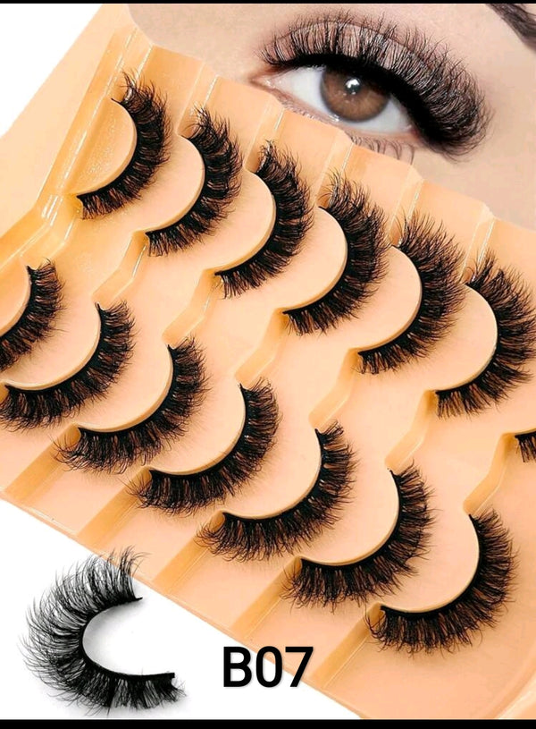 Shein 7pairs/Set Short 3d Mink Fur False Eyelashes With Russian Dd Curl, B07 /