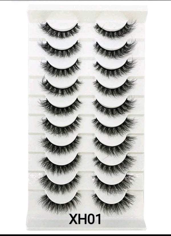 Shein 10pairs Makeup Eyelashes Soft Fluffy Lashes False Eyelashes Dramatic 3D, XH01 /