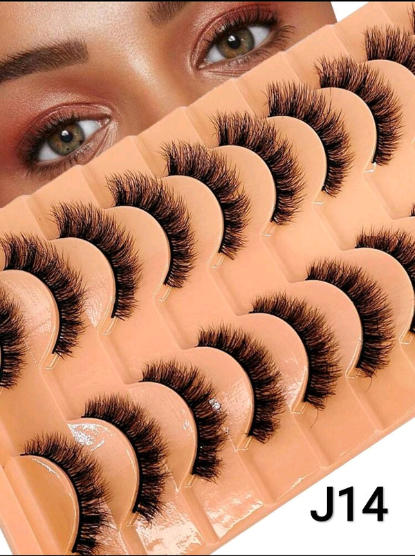 Shein 10pairs/Set Soft, Fluffy &amp; Natural Looking 3d Mink False Eyelashes, J14 /