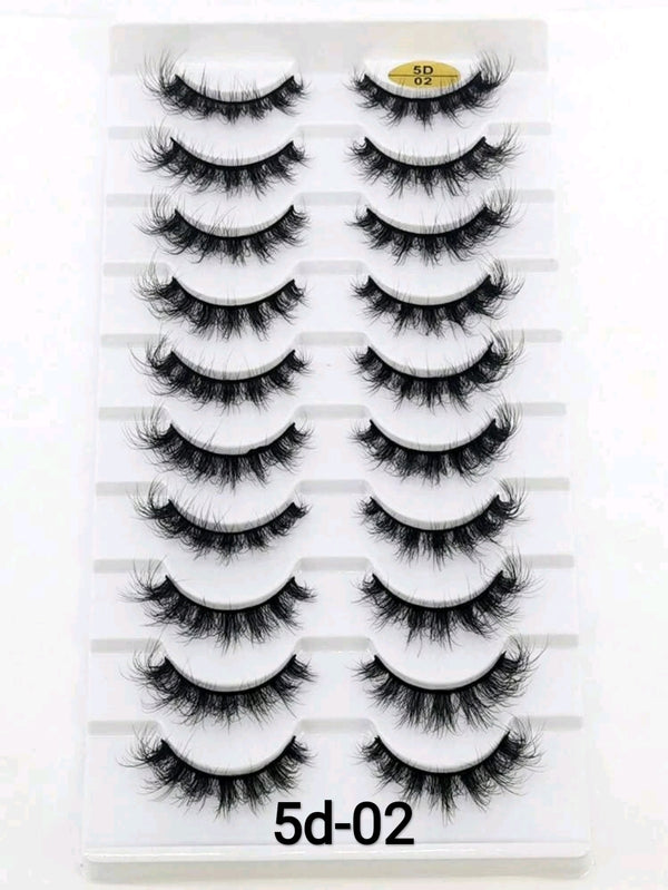 Shein 10pairs Natural Crossed, Extra Long False Eyelashes With Stair-stepped Case, 5d-02 /