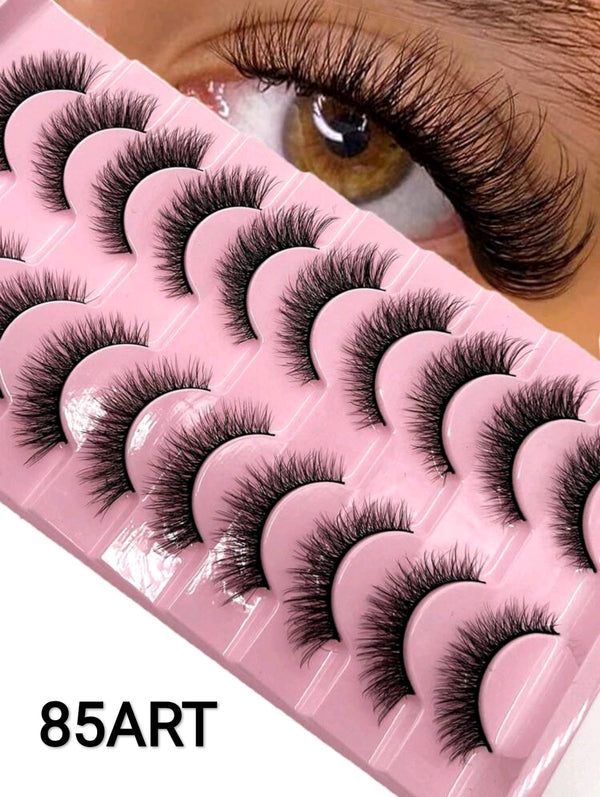 Shein 10 Pairs Of Curly Cat Eye 3D Faux Mink Eyelashes, 85Art /