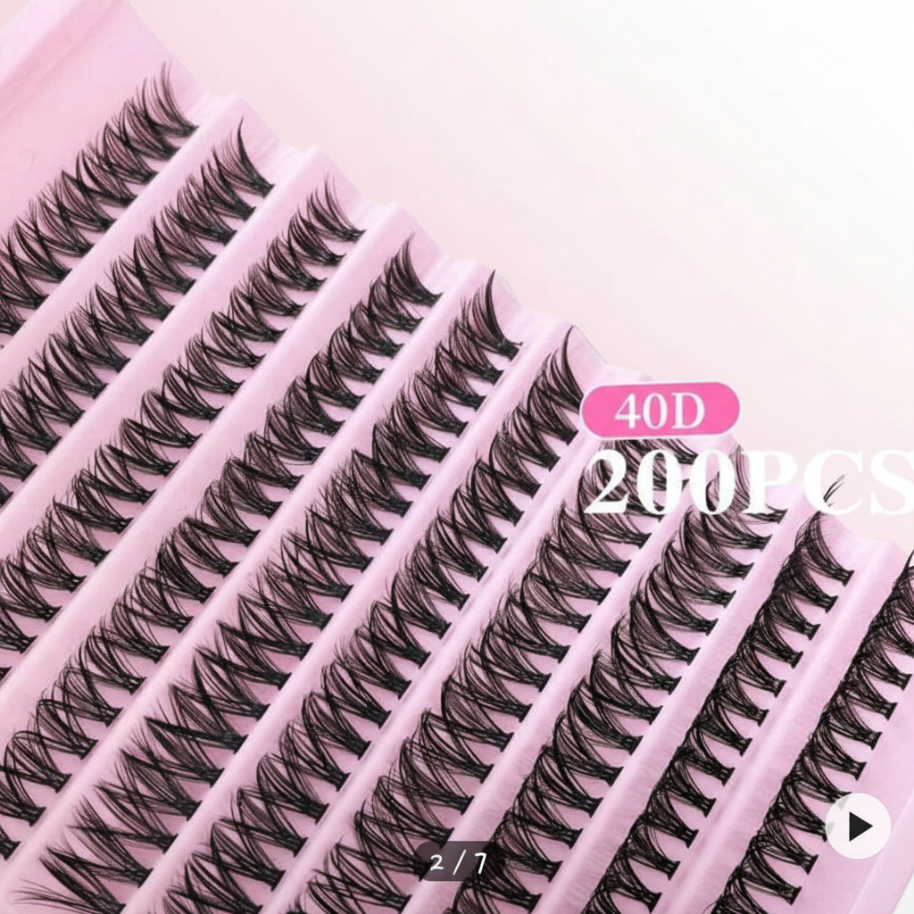 Shein 200pcs Clustered D-Curl Eyelash Extensions, 40D +