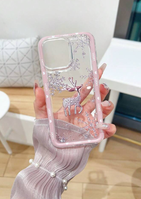 Creative Snowflake & Deer Design Phone Case, Compatible With Iphone>
