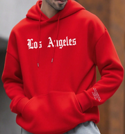 Shein Krometka Men's Brown Los Angeles Letter Pouch Hoodie, New Autumn/Winter -.