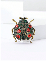 Shein Women's Luxury Crystal Enamel Beetle Insect Brooch Pin