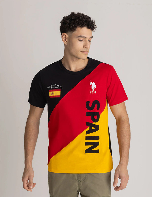 U.S. Polo Spain Diagonal Color Block Jersey T-shirt, M +