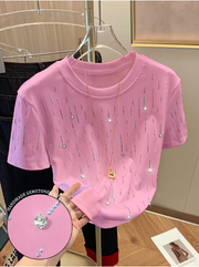 Shein Regular Short Sleeve Crew Neck T-Shirt -.
