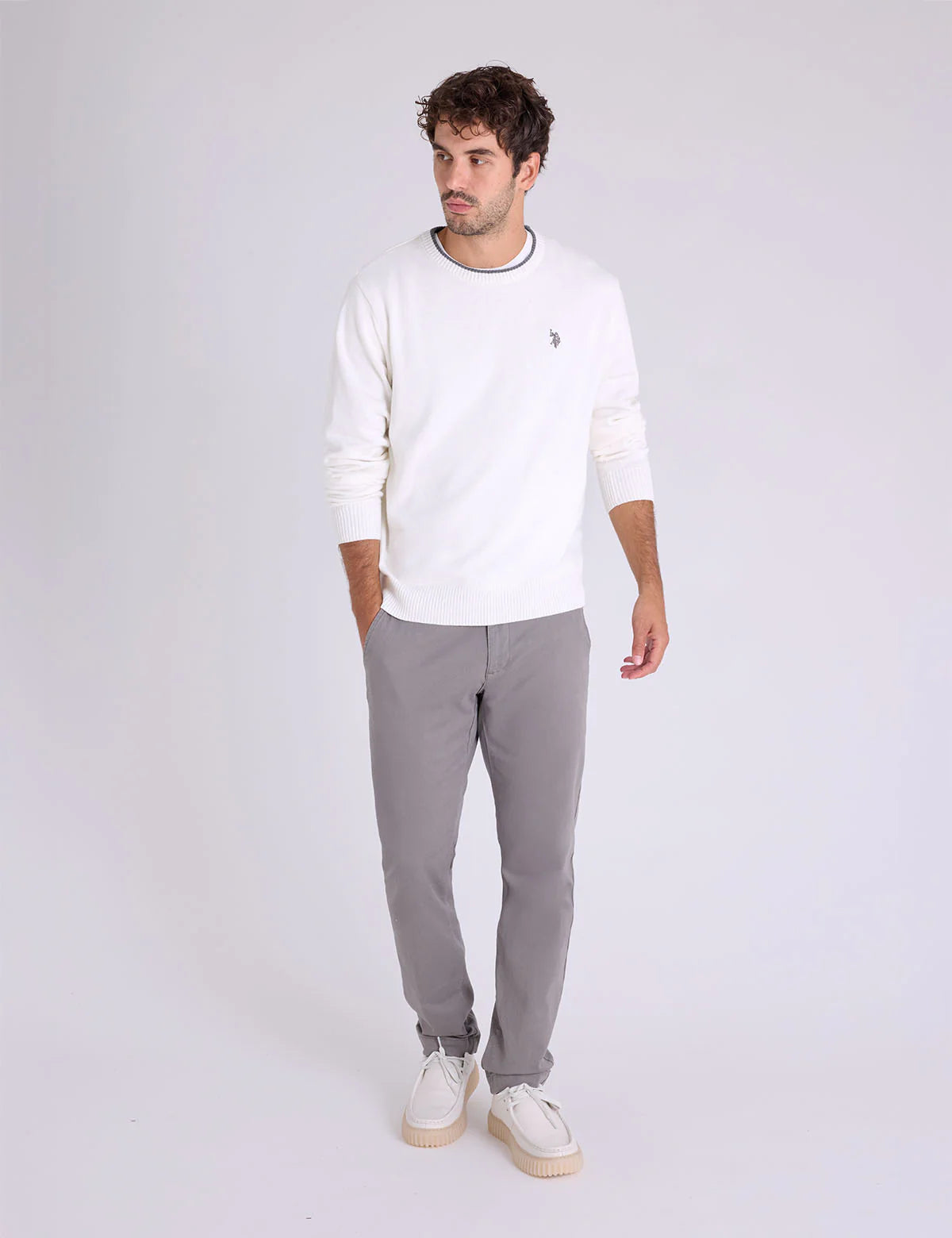 U.S. Polo Solid Crew Neck Sweater, M -.