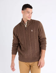 U.S. Polo 1/4 Cotton Cable Sweater, XL -.