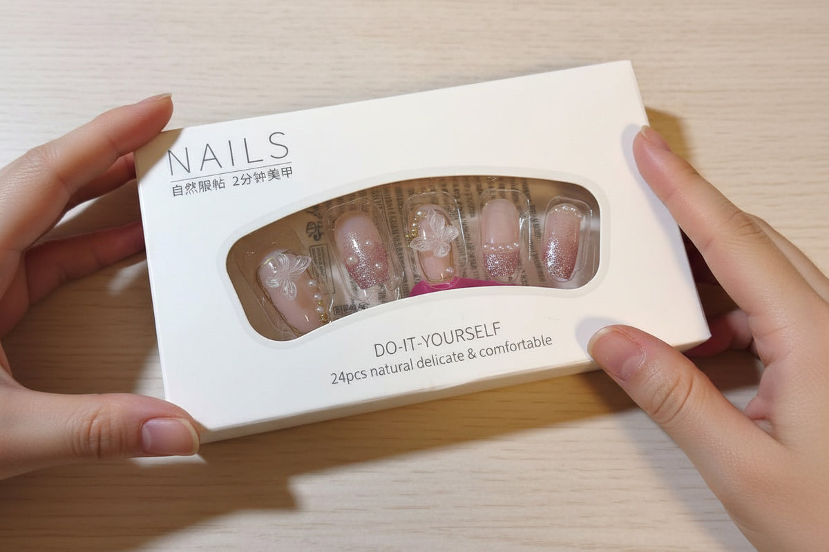 Shein 24pcs Medium Length Ballet Powder, Sheer & Nude Color Pure Nails>