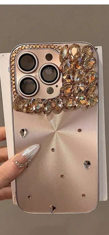 High-End CD Aurora Pattern Rhinestone Handmade Inlaid Rhinestone PC Full Coverage Anti-Fall Iphone Case>