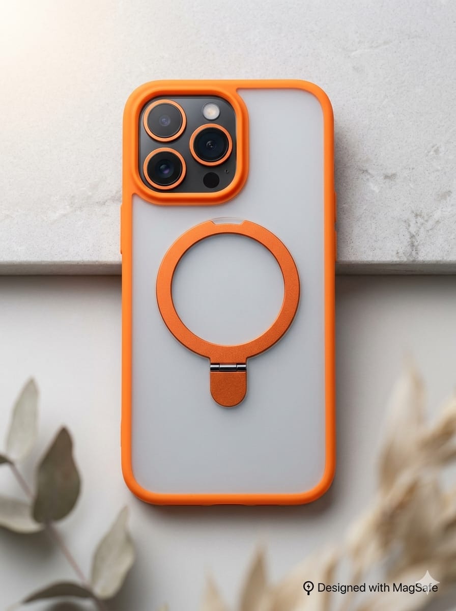 Matte Orange MagSafe Case with Integrated Kickstand>