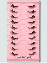 Shein 10pairs Natural Crossed Eyelashes With Cat Eye Effect And Extended Ends, Code: 10-2 pink -.