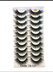 Shein 10 Pairs Of One-Piece Thin Black Stalk 3D Natural Thick Simulated False Eyelashes, 10-121 -.