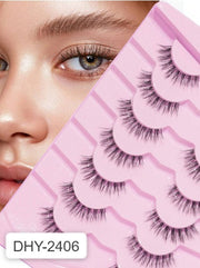 Shein 7 Pairs/Set Natural Long Curled Thick Volume Crossed Fish Tail False Eyelashes, DHY-2406 -.