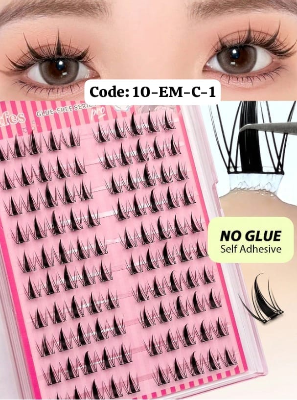 Shein 100pcs C-Curl Self-Adhesive Cluster Fake Eyelashes, No Glue Needed, Code: 10-EM-C -1