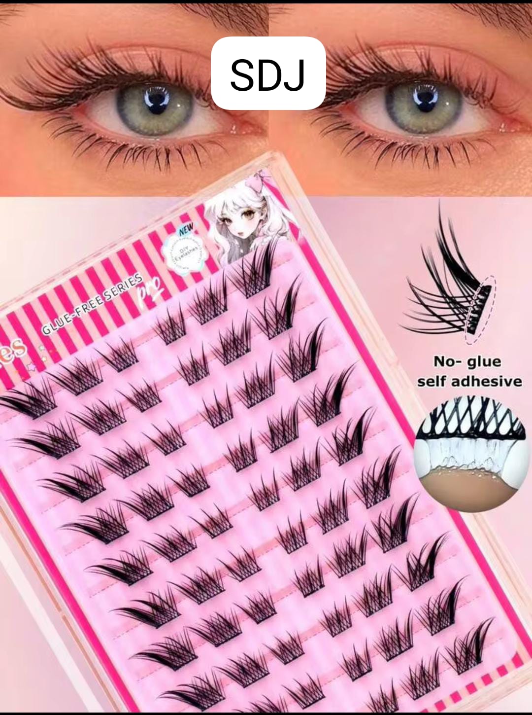 Shein 60Pcs C-Curl Cartoon Fox Eye Self-Adhesive Lashes, Code: SDJ-glass >