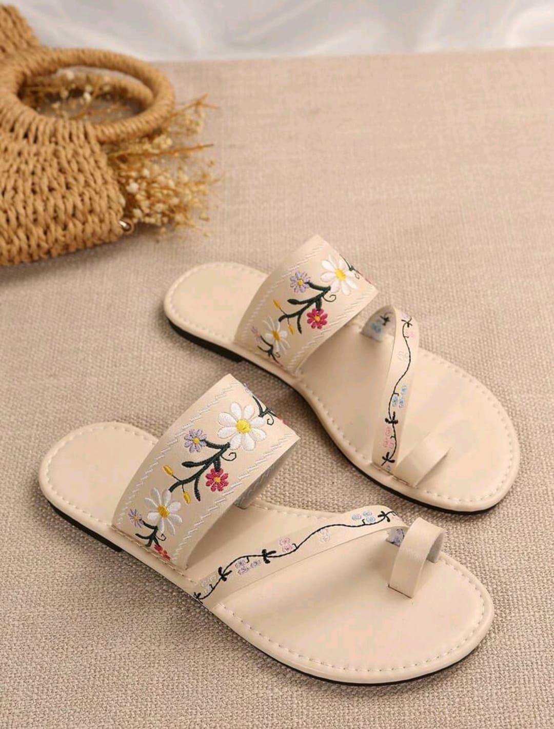 Shein New Plus Size Embroidered Flip Flops, Size: 40 >