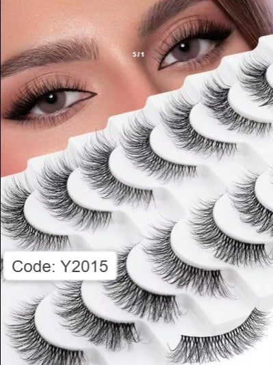 Shein 10 Pairs of Handmade 3D Mink Eyelashes with Clear Bands, Code: Y2015 -.