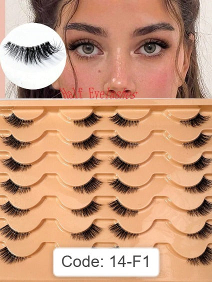 Shein 14 Pairs Fluffy & Soft Cat Eye False Eyelashes, Code:  14-F1 -.