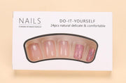 Shein 24pcs Glitter Press on Nails Short Square - French Fake Nails >