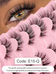 Shein 7 Pairs Asiteo Fluffy & Lightweight Cat Eye False Eyelashes, Code: E15-Q -.