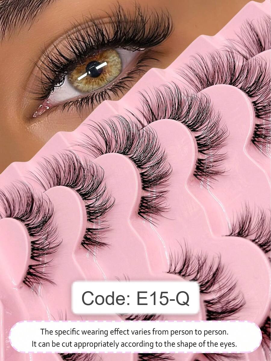 Shein 7 Pairs Asiteo Fluffy & Lightweight Cat Eye False Eyelashes, Code: E15-Q -.