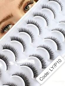 Shein 10 Pairs Soft & Fluffy 3D Faux Mink Eyelashes, Code: LY/P10 -.