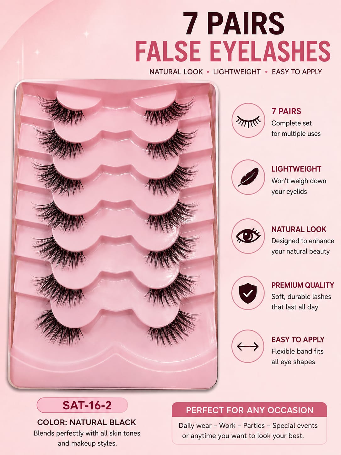 Shein 7 Pairs False Eyelashes – Code: SAT-16-2 >