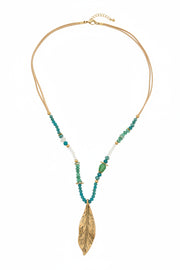 Shein 1Pc Fashionable Leaf-Shaped Beaded Necklace >