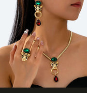 Shein Cheetah Jewelry Necklace, Earrings & Ring Set >