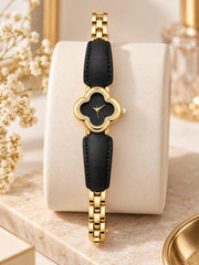 Shein Women's Minimalist Rhinestone Dial PU Leather Quartz Watch >