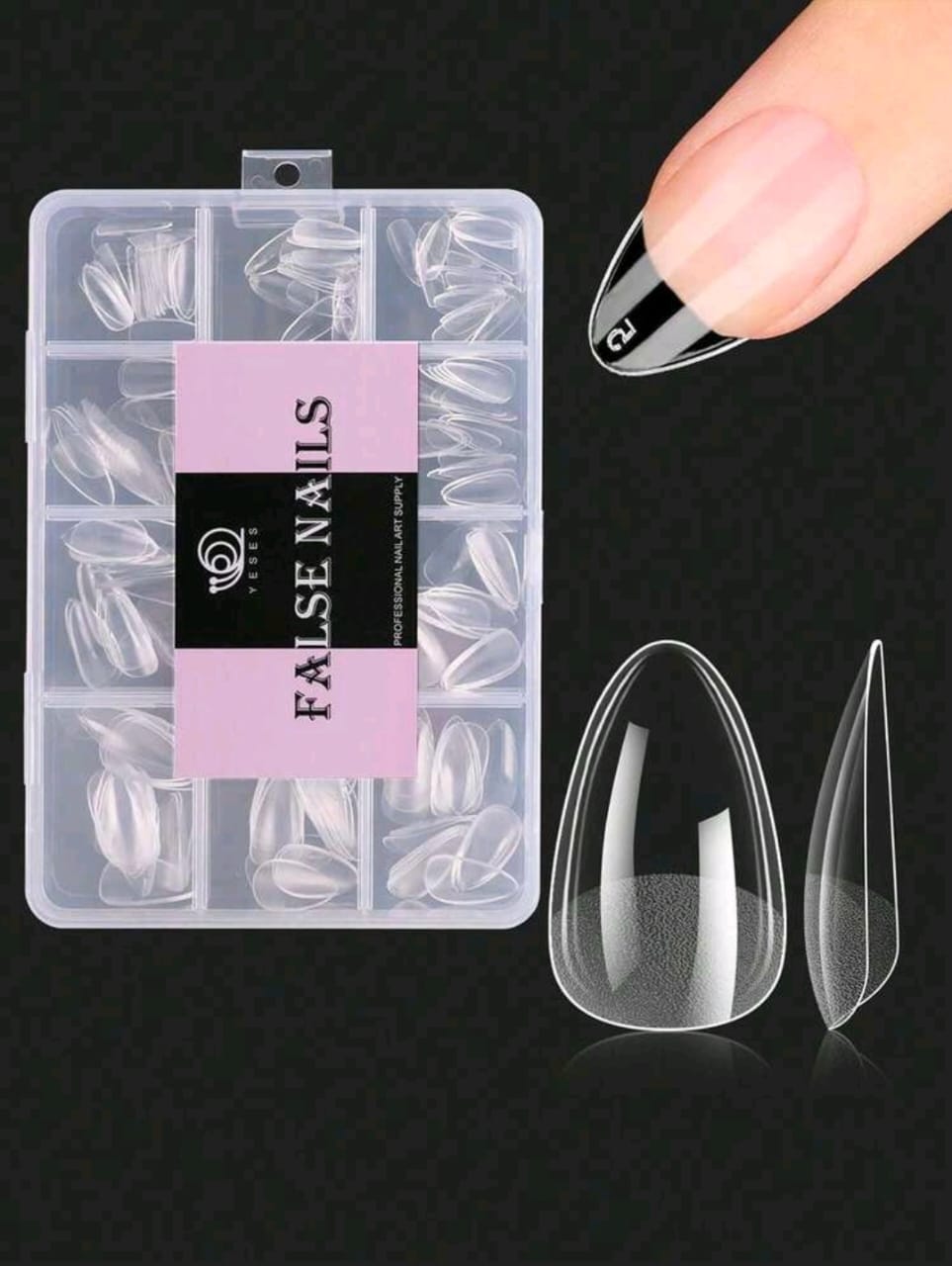 Shein 240pcs Full Coverage Press-On Nail Tips (Almond) >