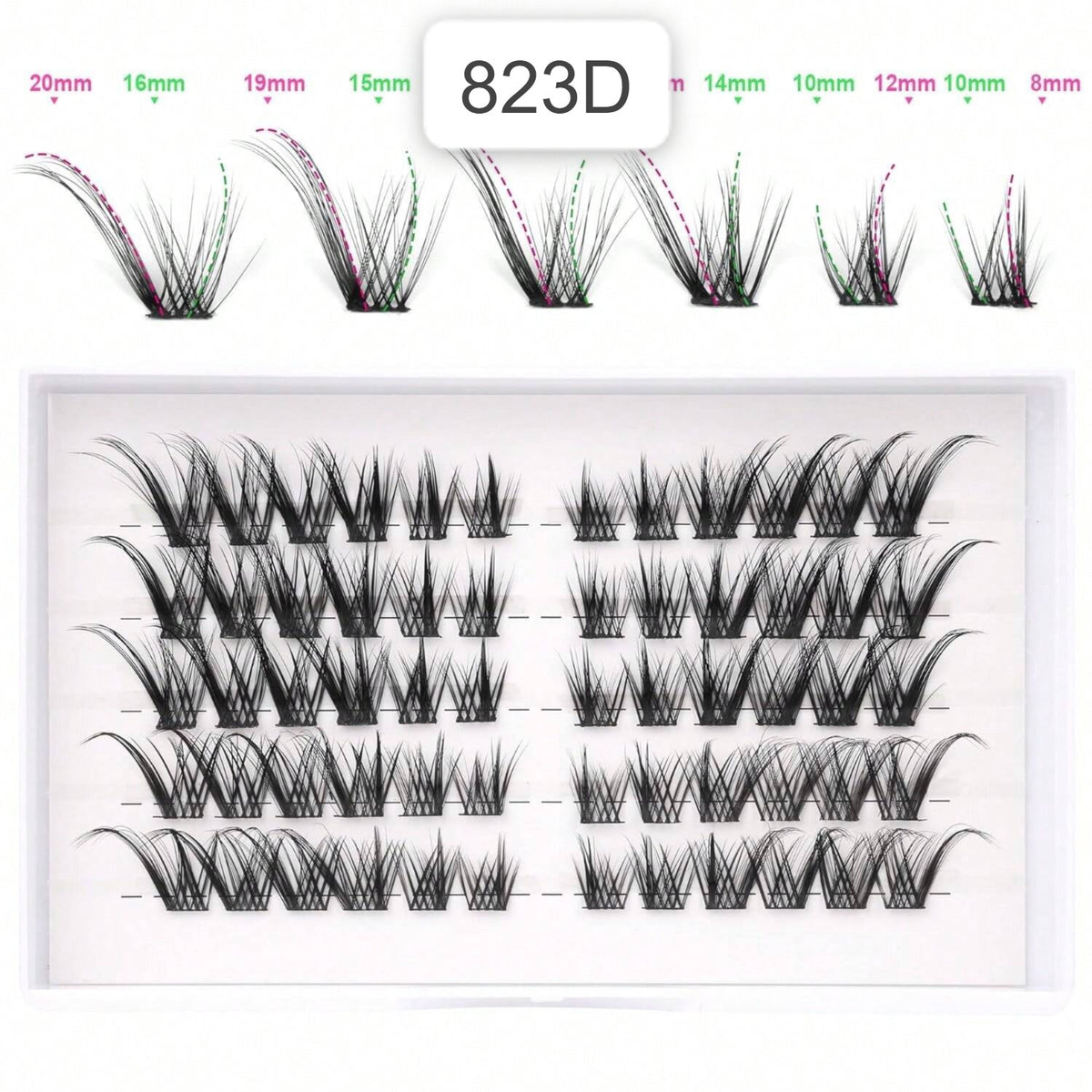 Shein Women's 60-Piece D-Curl Cat Eye Eyelash Cluster Set Code : 823D