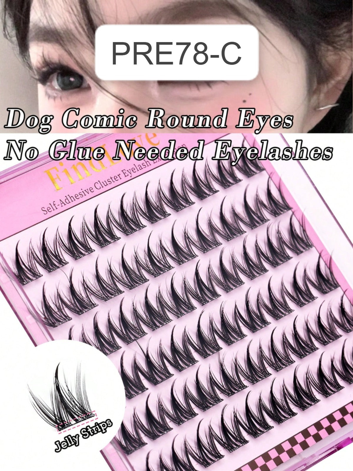 Shein Women's 60pcs C Curl Self-Adhesive Eyelash Cluster Set Code : PRE78-C