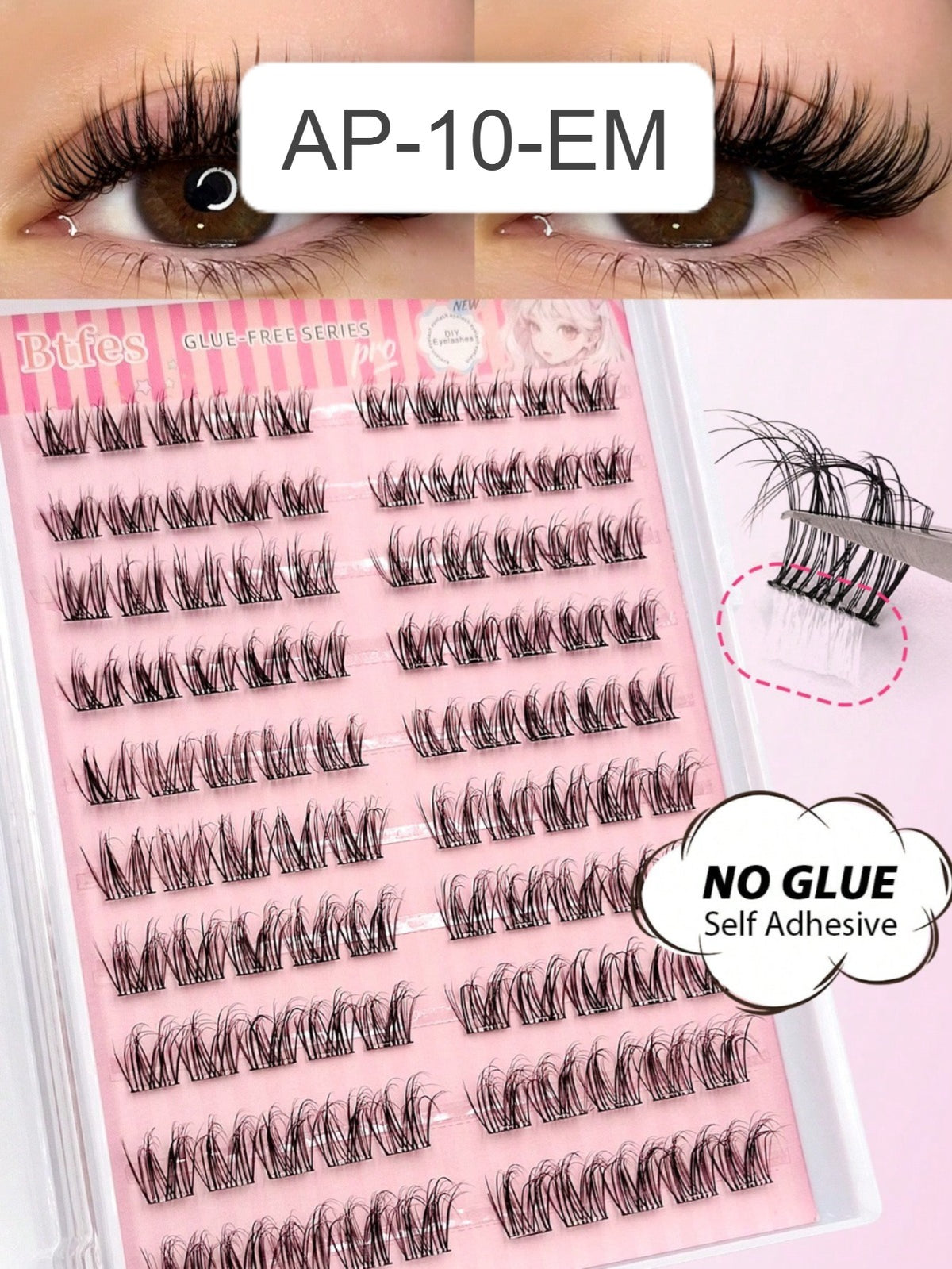 Shein Women's Self-Adhesive Fluffy D Curl False Eyelash Cluster Set Code : AP-10-EM